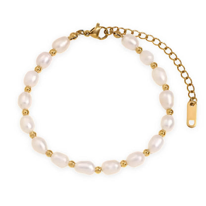 Bracelet Classique en Perles Naturelles (Plaqué Or)