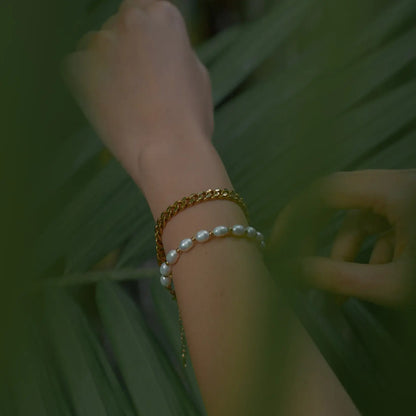 Bracelet Classique en Perles Naturelles (Plaqué Or)