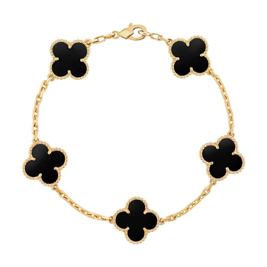 Bracelet Vintage 5 Trèfles (Plaqué Or)